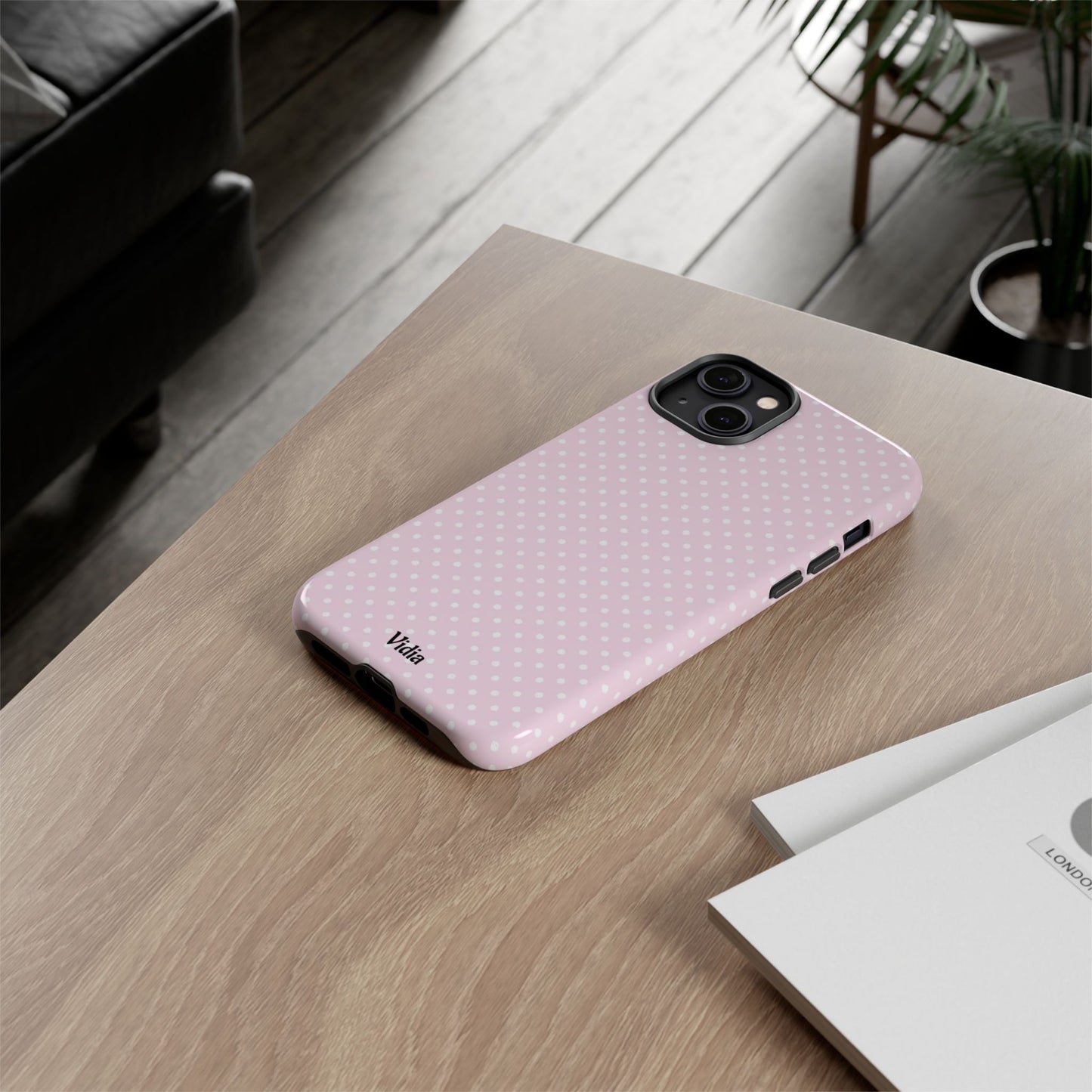 Baby pink polka dot