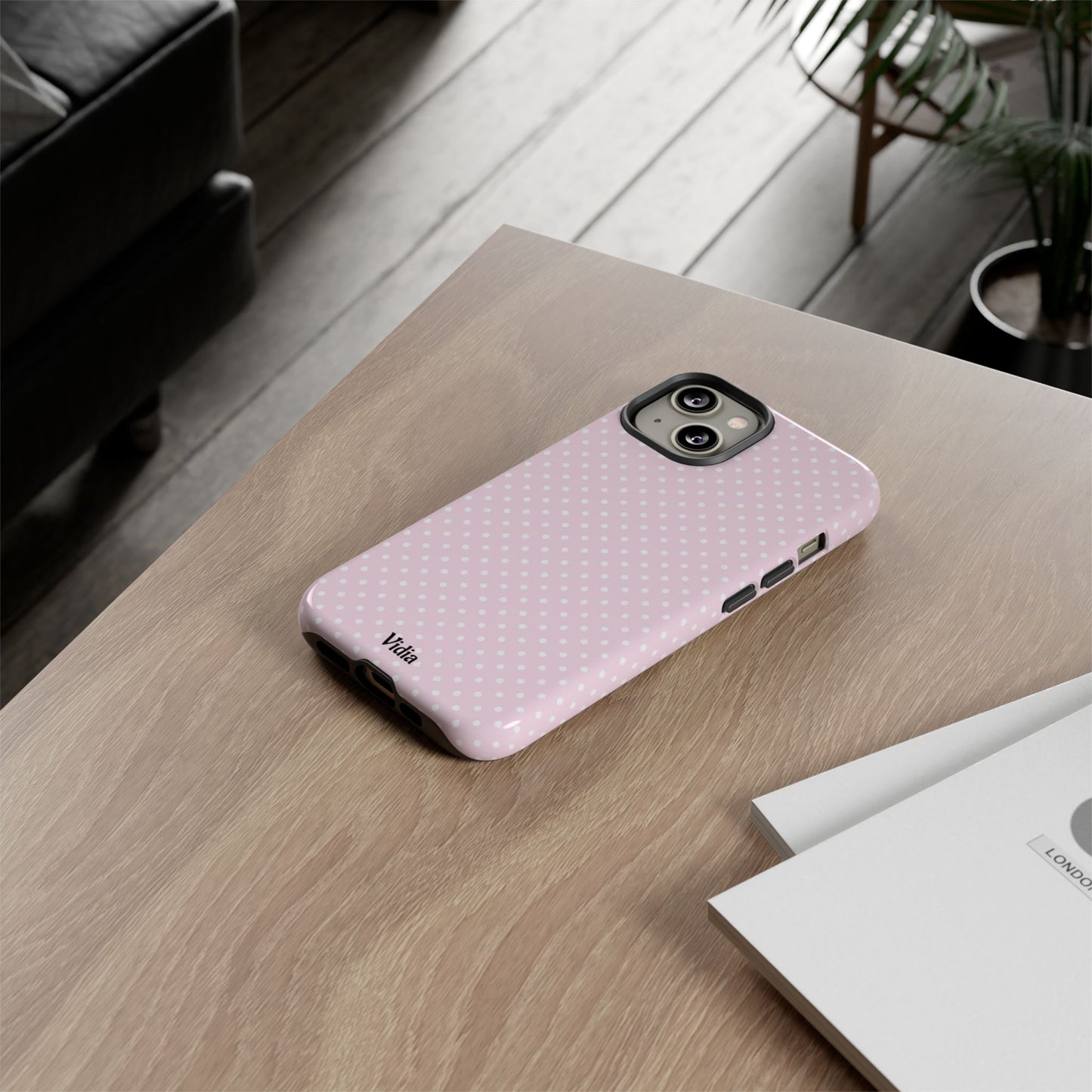 Baby pink polka dot
